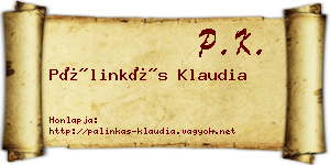 Pálinkás Klaudia névjegykártya